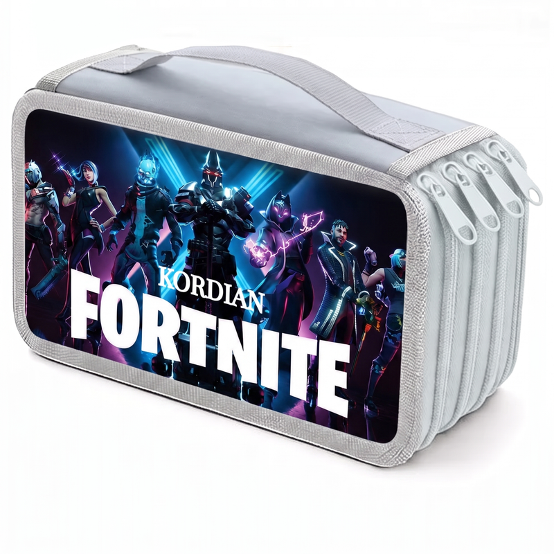 Personalizowany piórnik czterokomorowy z motywem Fortnite i imieniem
