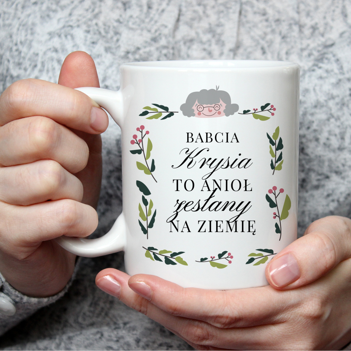 Prezent na Dzień Babci – kubek Babcia Anioł z personalizacją