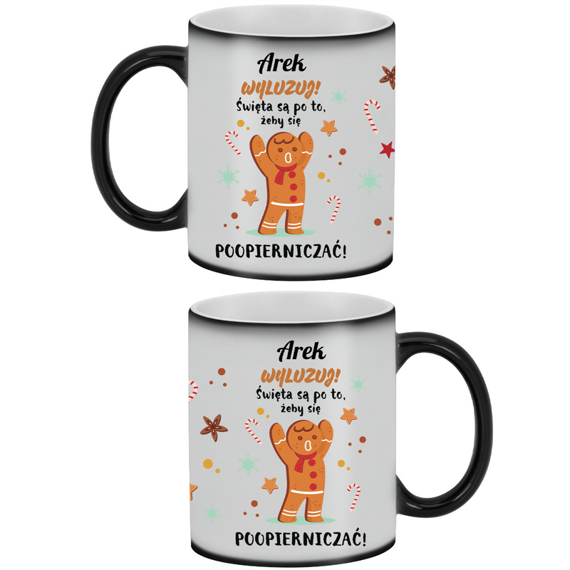 Kubek na Mikołaja zmienia kolor z nadrukiem po obu stronach