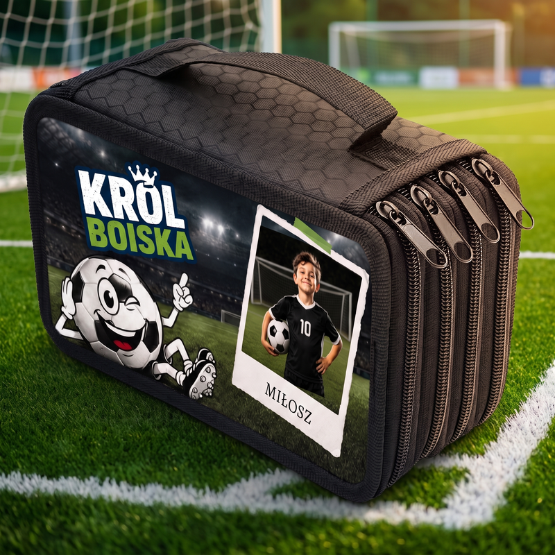 Personalizowany piórnik piłkarski ze zdjęciem i imieniem – Król Boiska