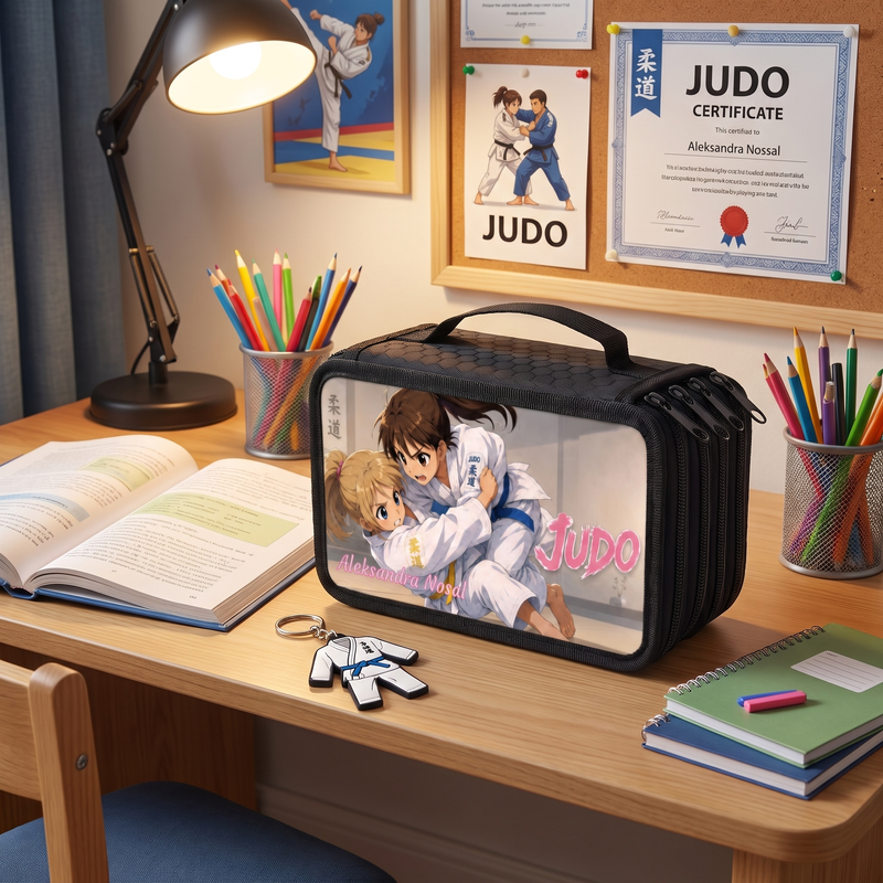 Personalizowany piórnik Judo dla dziewczynki z imieniem – Anime Judo