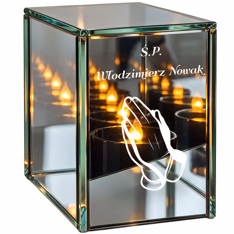 Zestaw nagrobny z personalizowaną tabliczką i świeczką LED
