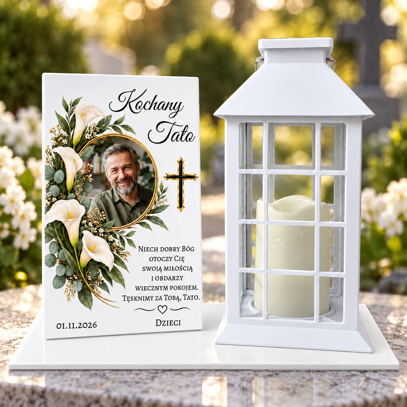 Zestaw dla Taty – lampion solarny LED i tabliczka z personalizacją