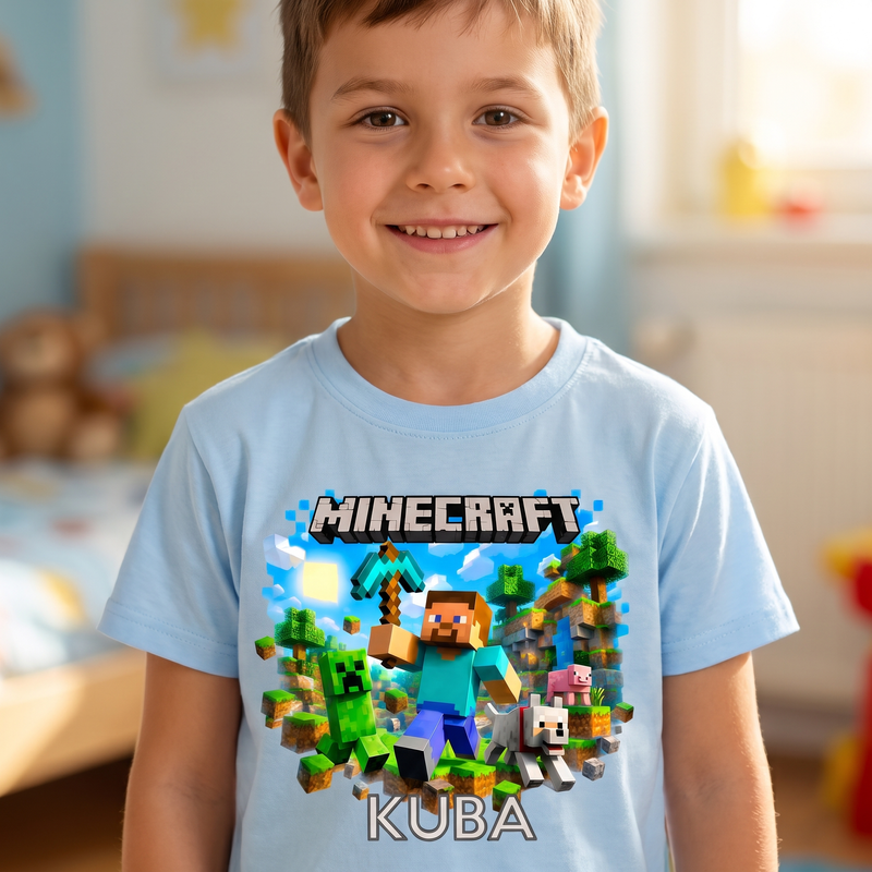 Personalizowana koszulka Minecraft z imieniem – dziecięcy T-shirt dla gracza