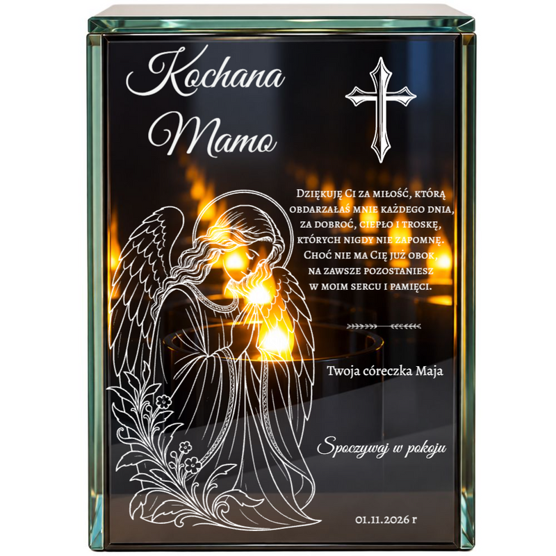Personalizowany lampion lustrzany 3D LED dla Mamy – efekt nieskończonego płomienia