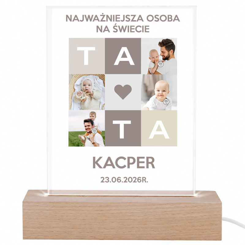 Podświetlana Ramka LED z Akrylu – Dzień Ojca z Personalizacją