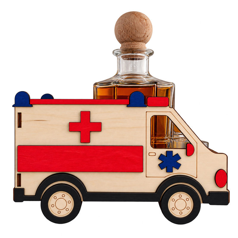 Karafka Ambulans z grawerem na butelce i 6 kieliszkami