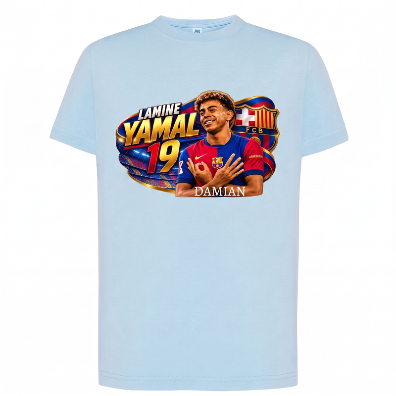 Personalizowana koszulka Lamine Yamal FC Barcelona z imieniem – dziecięcy T-shirt piłkarski