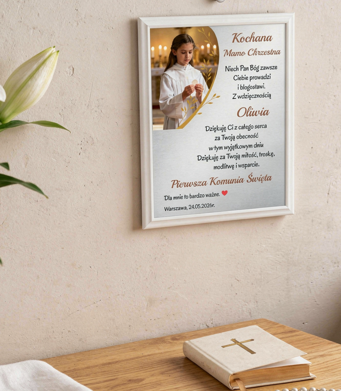 Podziękowanie dla Chrzestnych – Komunia Święta (Personalizowane ze zdjęciem)