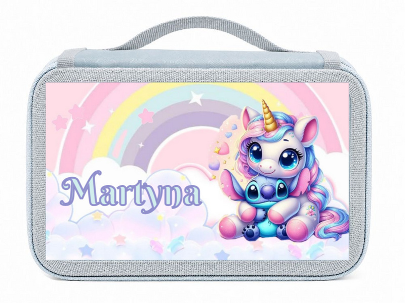 Piórnik czterokomorowy Stitch z imieniem – pojemny, 72 miejsca
