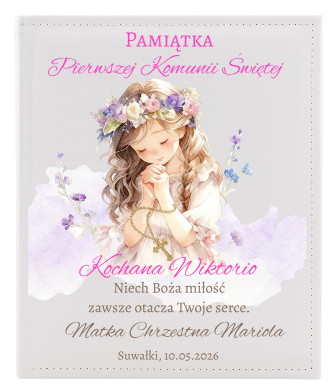 Komunijny album na zdjęcia Pamiątka I Komunii Świętej z nadrukiem
