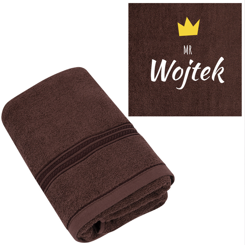 Ręcznik kąpielowy / Brązowy / Personalizacja / 50x90 / Prezent na Urodziny