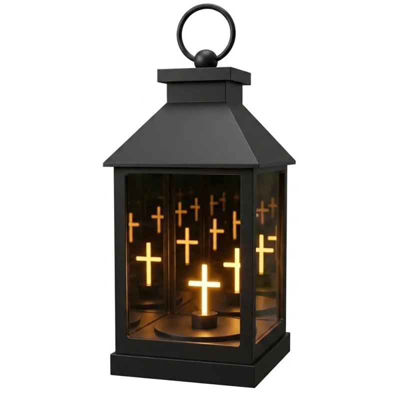 Zestaw nagrobny z personalizowaną tabliczką i świeczką LED