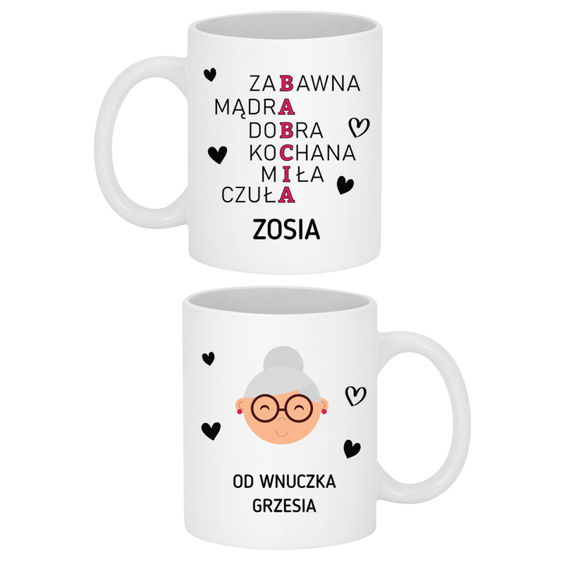 Prezent na Dzień Babci: Kubek Cechy Babci z personalizacją