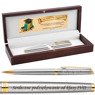 Zestaw Pióro wieczne i Długopis Waterman Hemisphere stalowy GT Grawer Drewniane pudełko 1